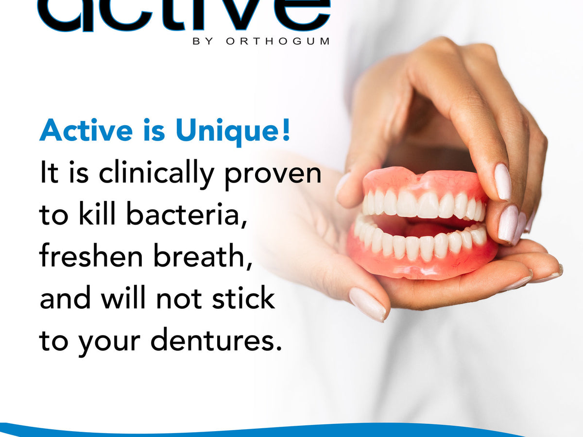 Active denture chewing gum